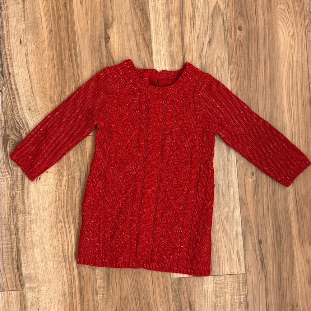 Crazy 8 Red Cable Knit Sweater Dress for baby